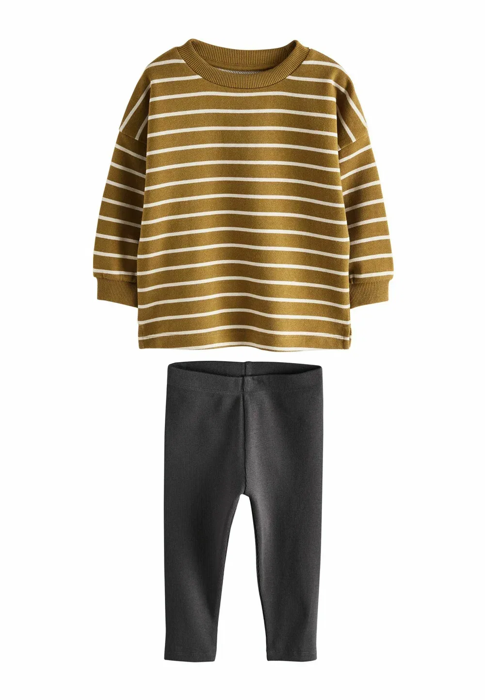 Комплект из топа с длинными рукавами и леггинсов стандартного кроя Next, Mustard Stripe