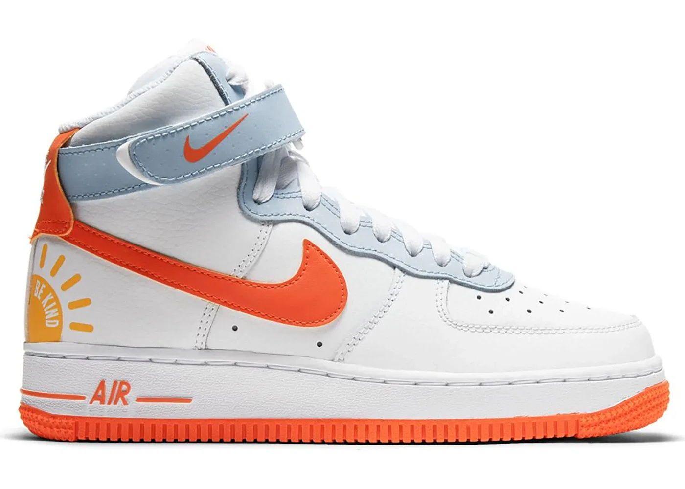 Детские кроссовки Lifestyle с ярким дизайном Nike Air Force 1 High Nike, White/Light Armory Blue Heather-Laser Orange-Electro Orange