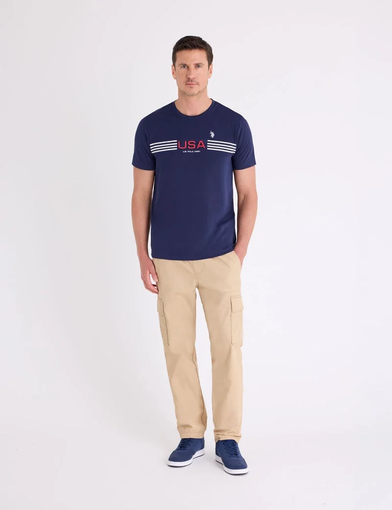 Мужская футболка U.S. Polo Assn. USA Embossed Chest Stripe, темно-синий — фото 3