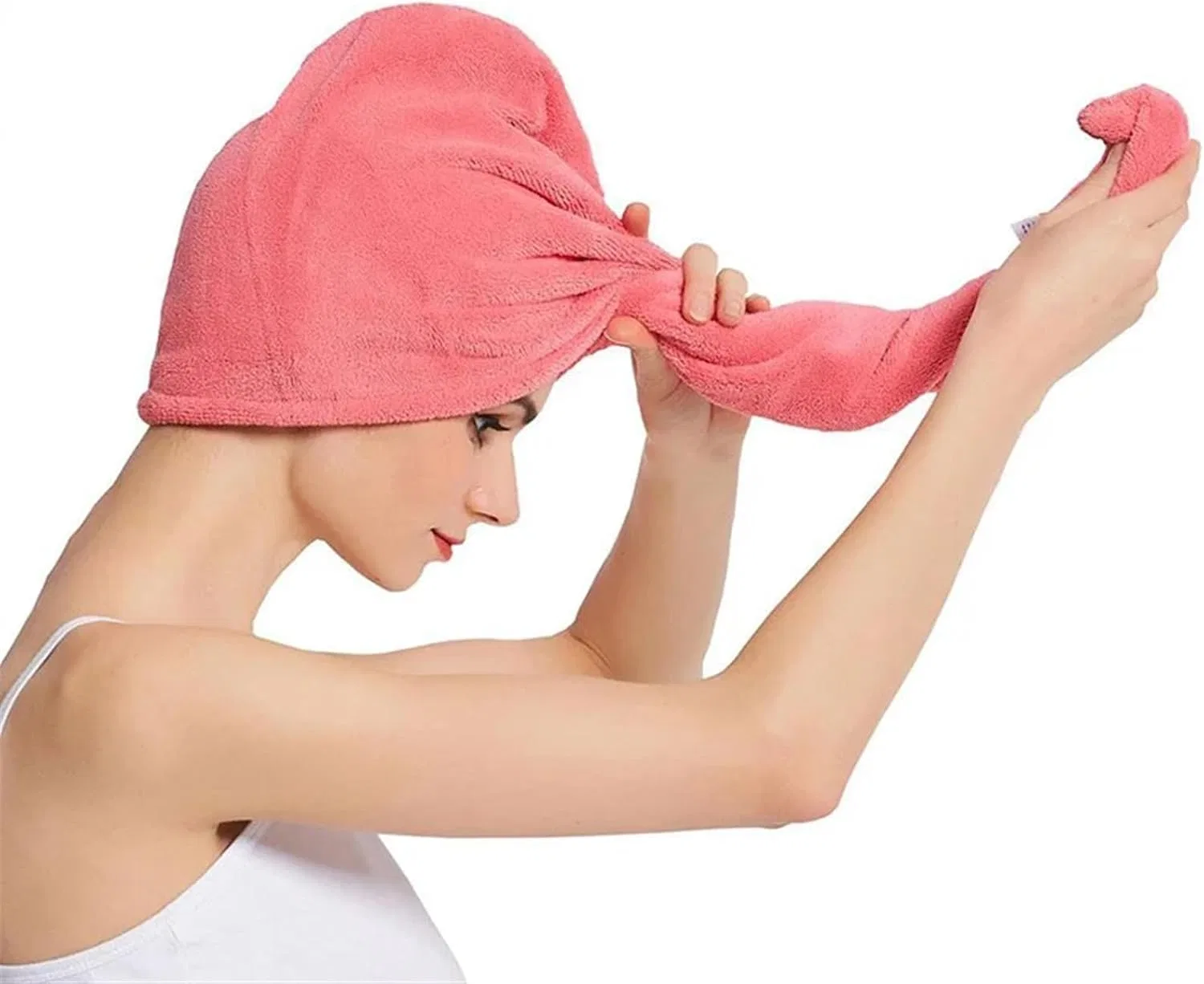 Шапочка для душа из микрофибры TYNXK, 60x25 см, Розовый — фото 2