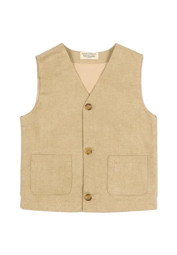Жилет хлопковый Gilet elegante Tru Trussardi Junior, бежевый