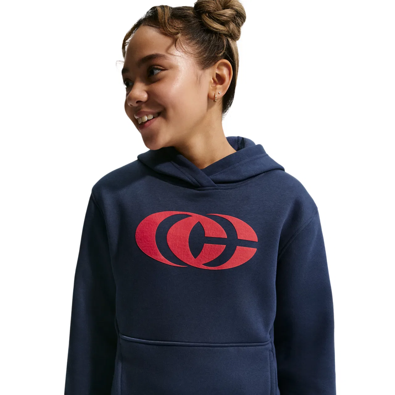 Толстовка для девочек CC Fleece Nike, цвет Midnight Navy/University Red/University Red