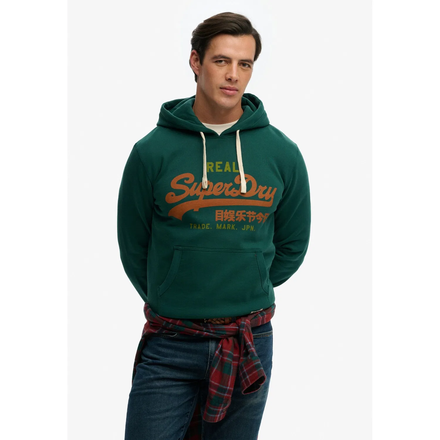Мужской худи с капюшоном с классическим винтажным логотипом Superdry, Varsity Green