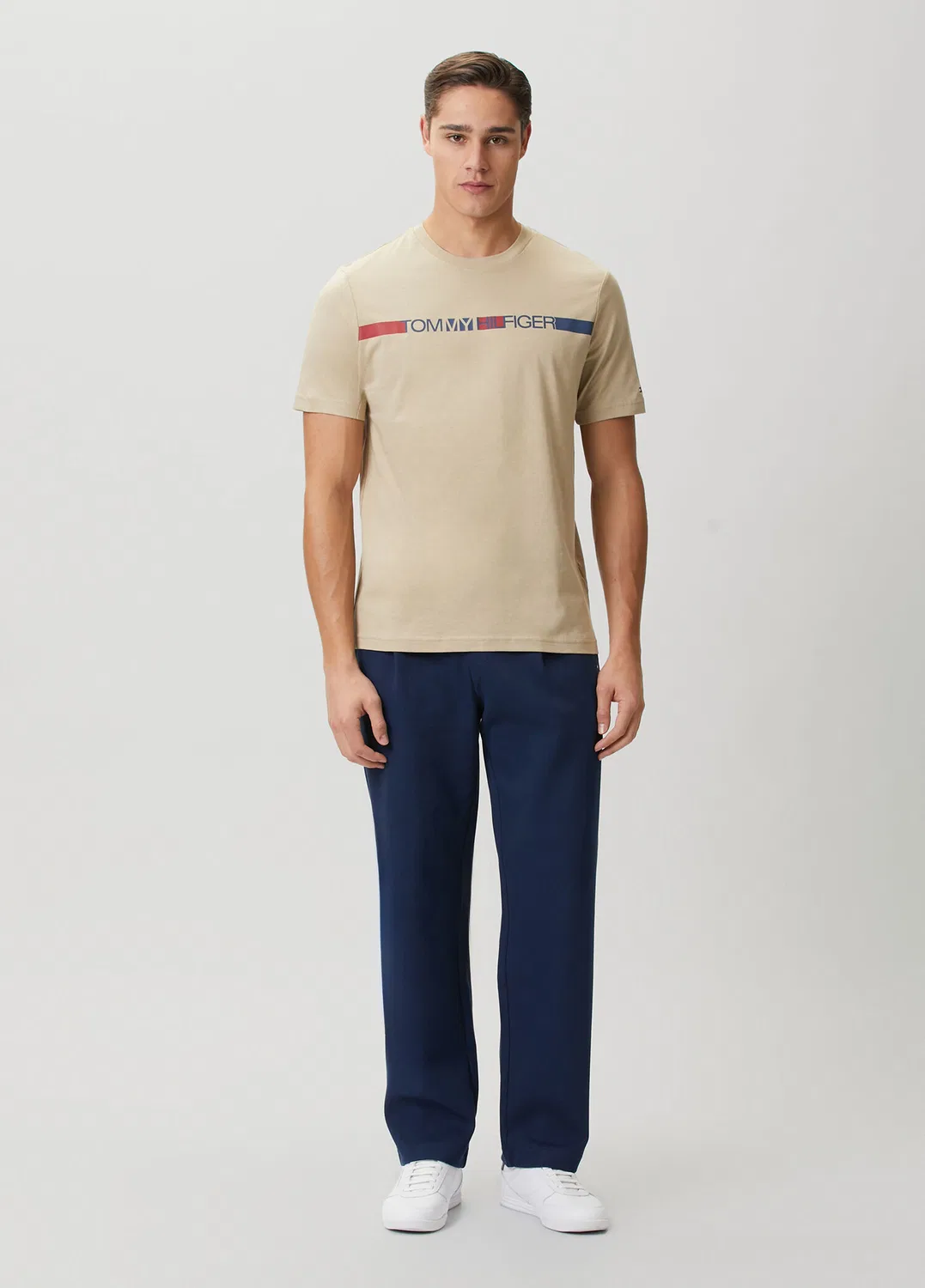 Футболка Tommy Hilfiger Brand Love Stripe Haki, khaki — фото 2