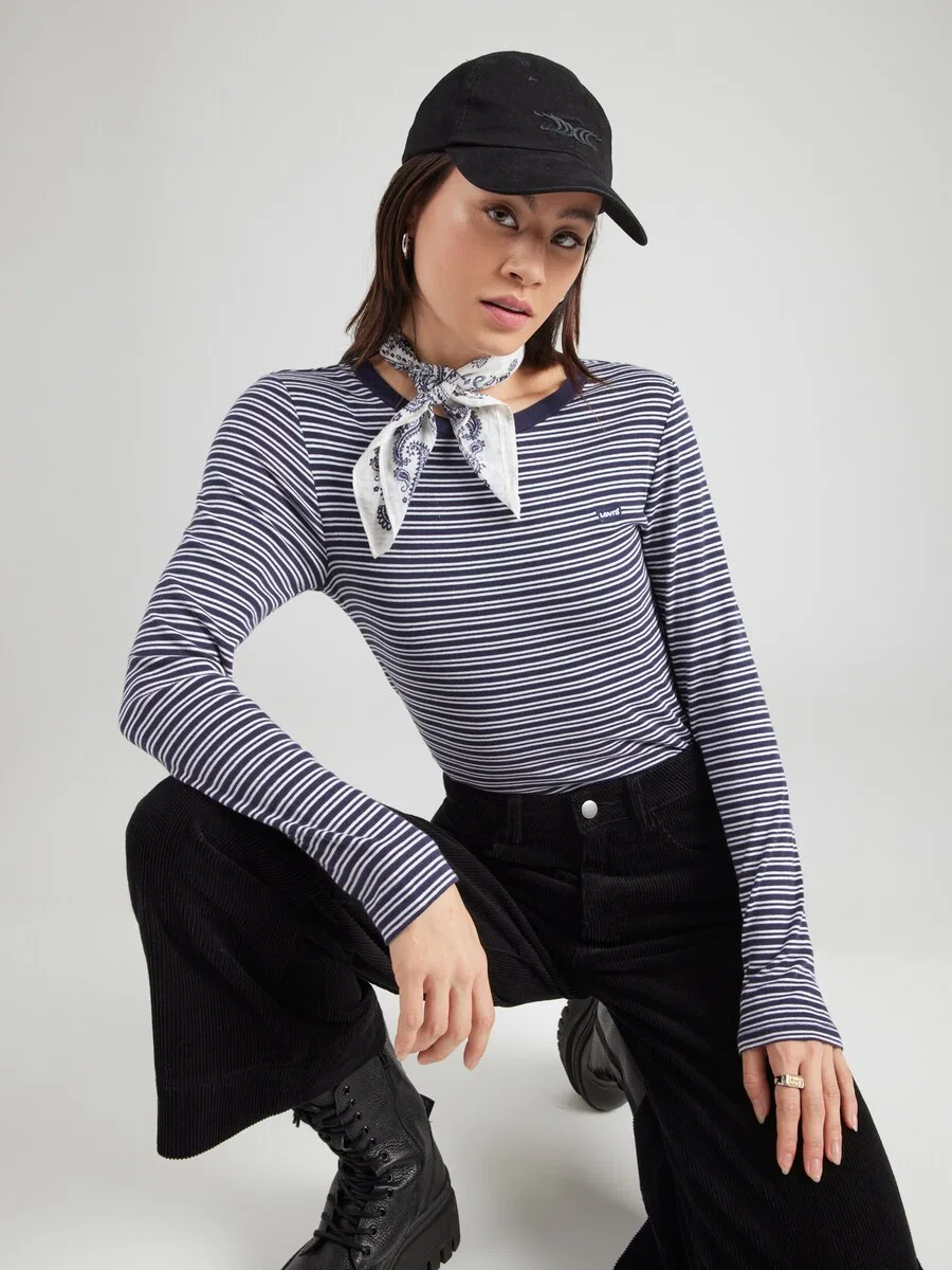 Футболка LEVI'S 'Essential Housemark Long Sleeve Tee' темно-синего цвета — фото 3