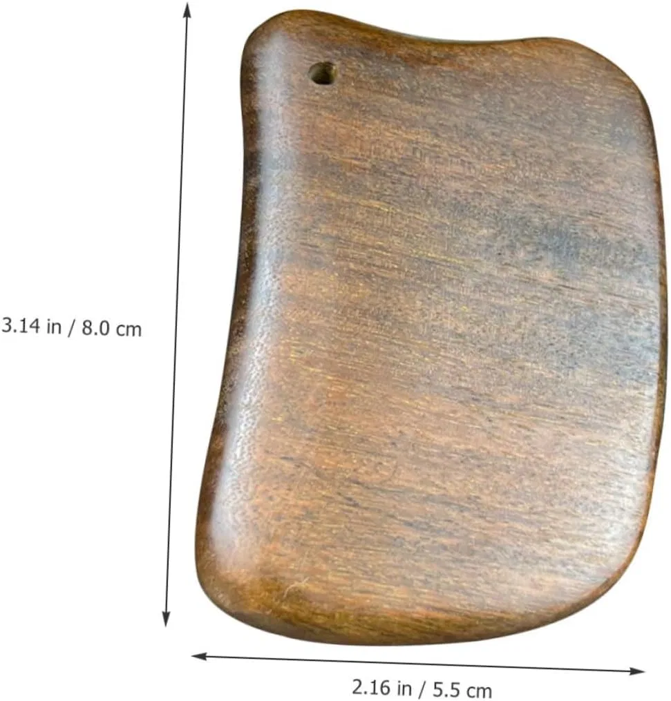 Скребок для массажа Гуаша, деревянный, 2 шт, NIYANGLE, 8x5.5x1.2 см, Light Brown — фото 2
