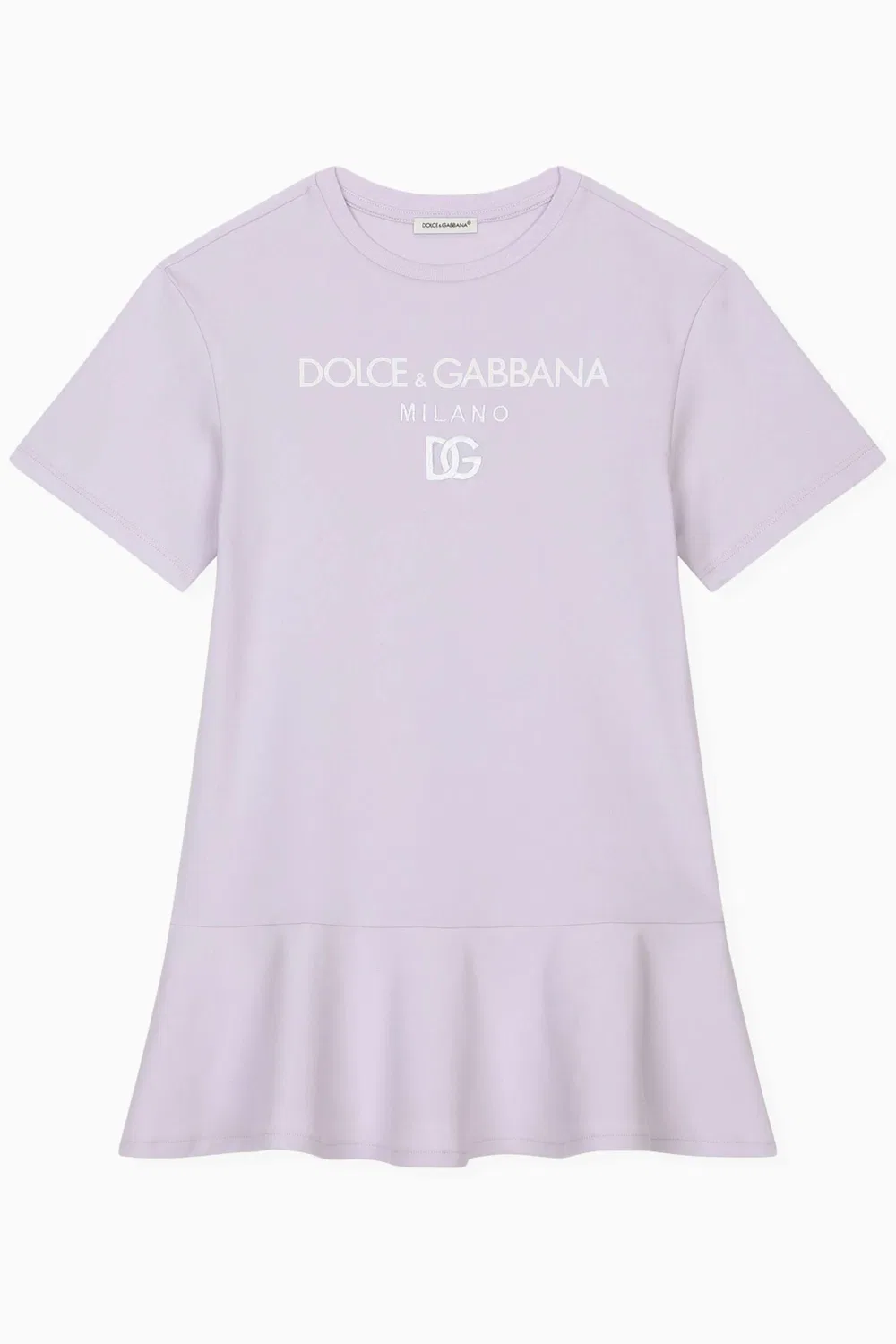 Платье расклешенное из хлопка с логотипом Dolce & Gabbana