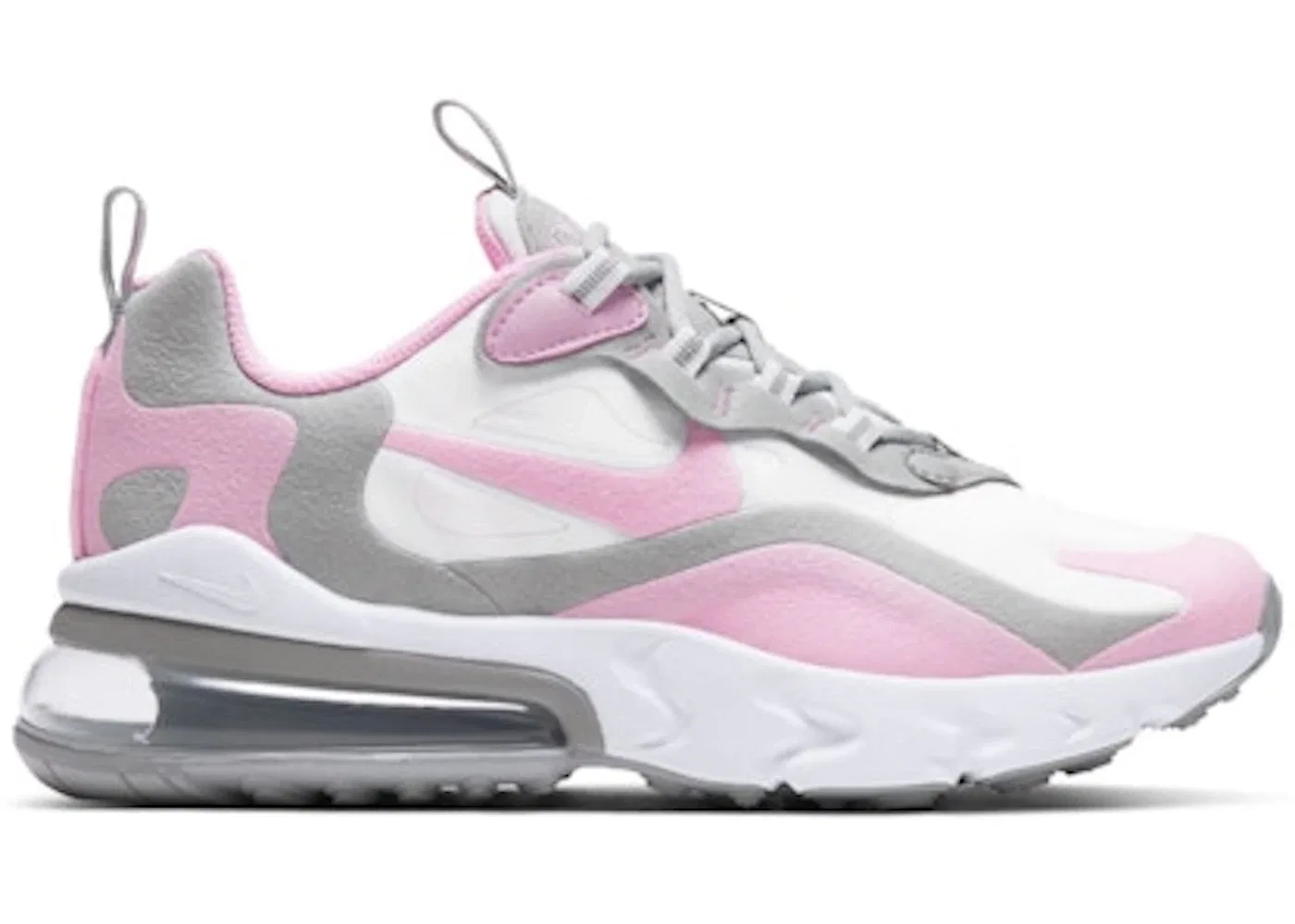 Детские кроссовки Lifestyle Nike Air Max 270 React, White/Light Solar Flare Heather/Metallic Silver/Pink