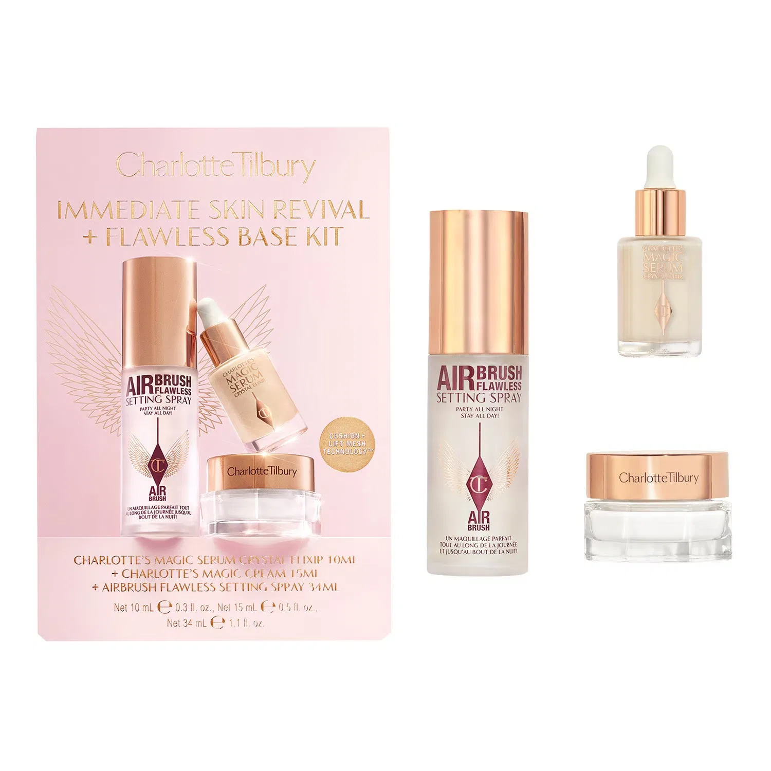 Набор для лица с сывороткой, кремом и спреем, 10 мл + 15 мл + 34 мл, CHARLOTTE TILBURY