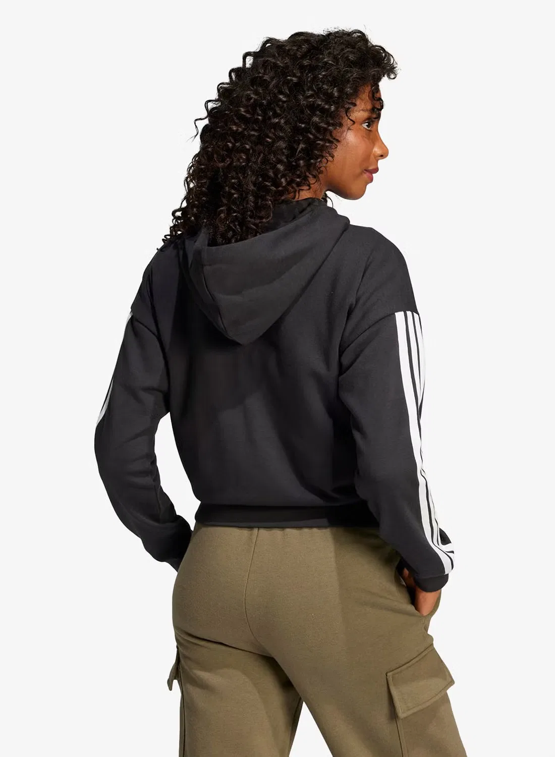 Худи с длинным рукавом 3-Stripes essential french terry Adidas, черный — фото 2