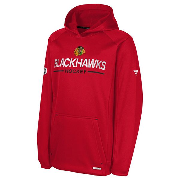 Молодежная красная толстовка Chicago Blackhawks authentic pro rink raglan Fanatics — фото 3