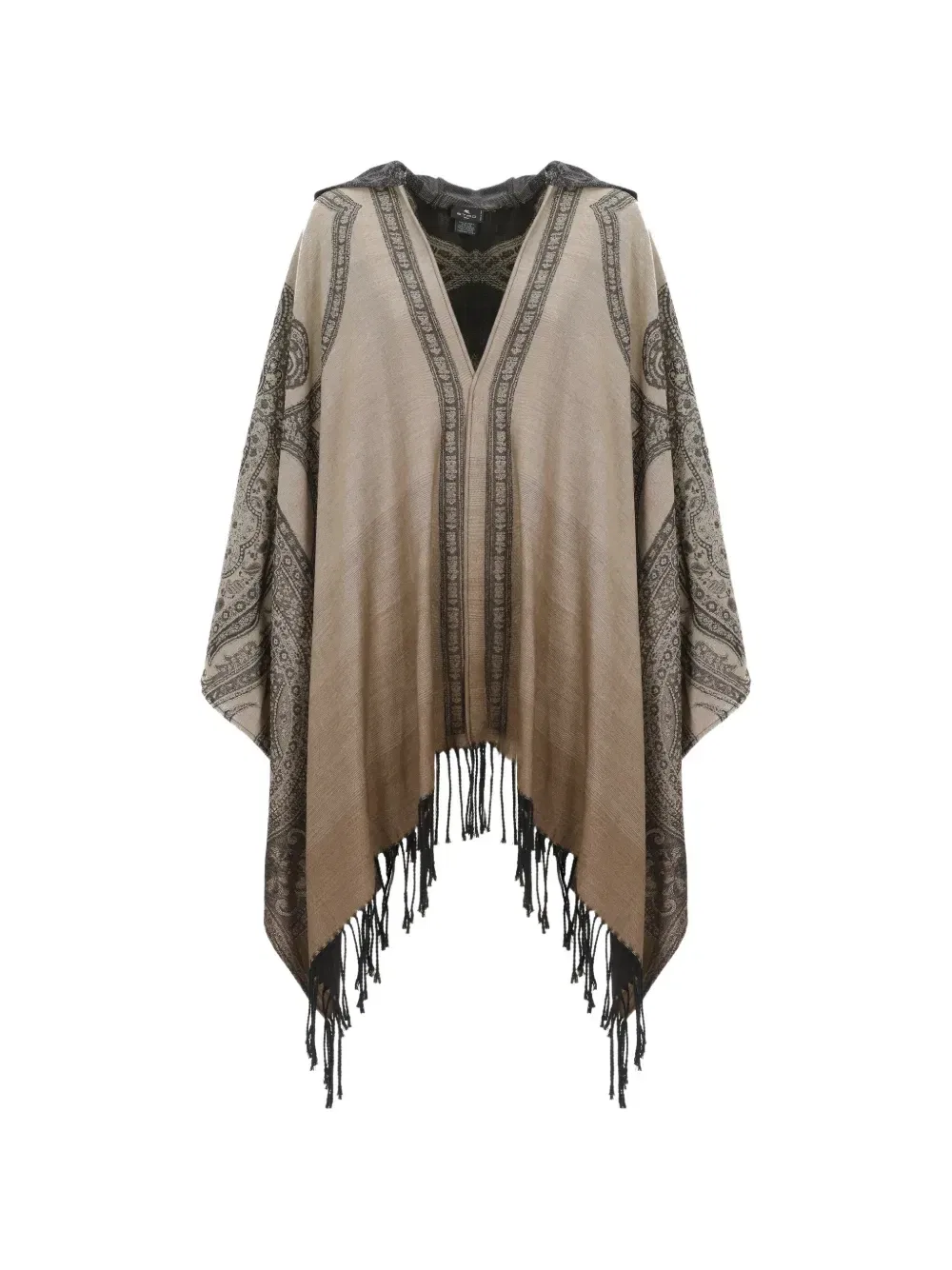 Кейп с бахромой и узором пейсли Etro, бежевый