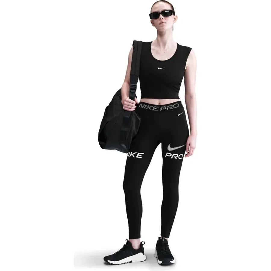 Женские спортивные леггинсы с тюлевыми вставками Nike Pro HV2306-010, Черный