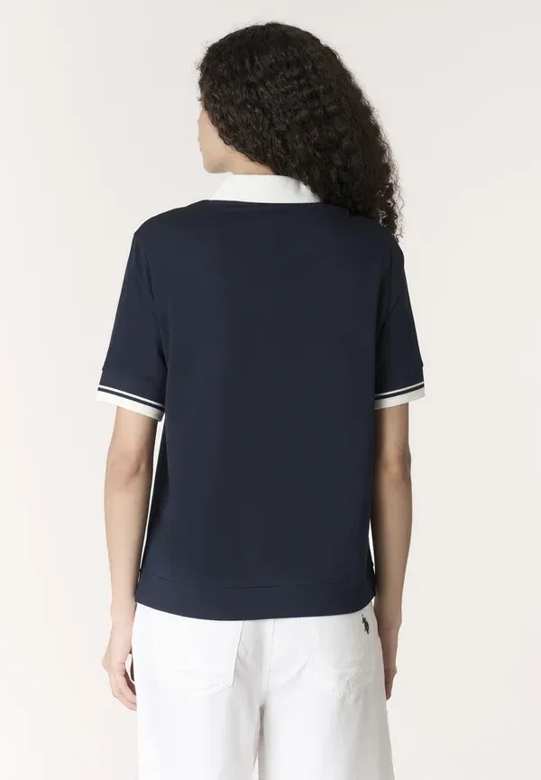 Поло хлопковое с эластаном U.S. Polo Assn. Blu, синий — фото 3