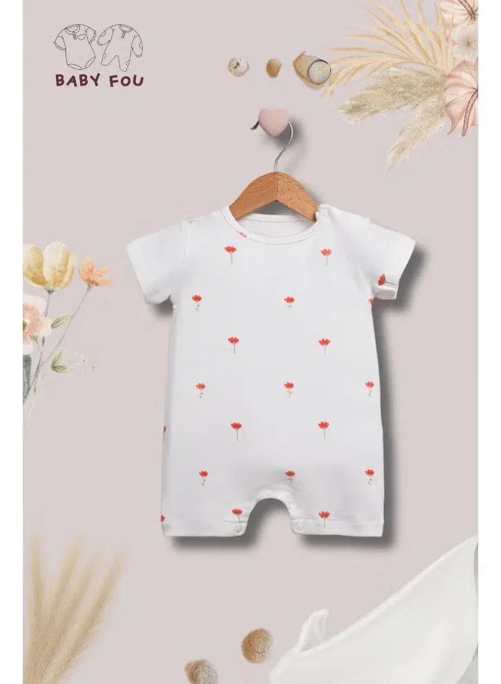 Боди-комбинезон с коротким рукавом и принтом тюльпаны Baby Fou