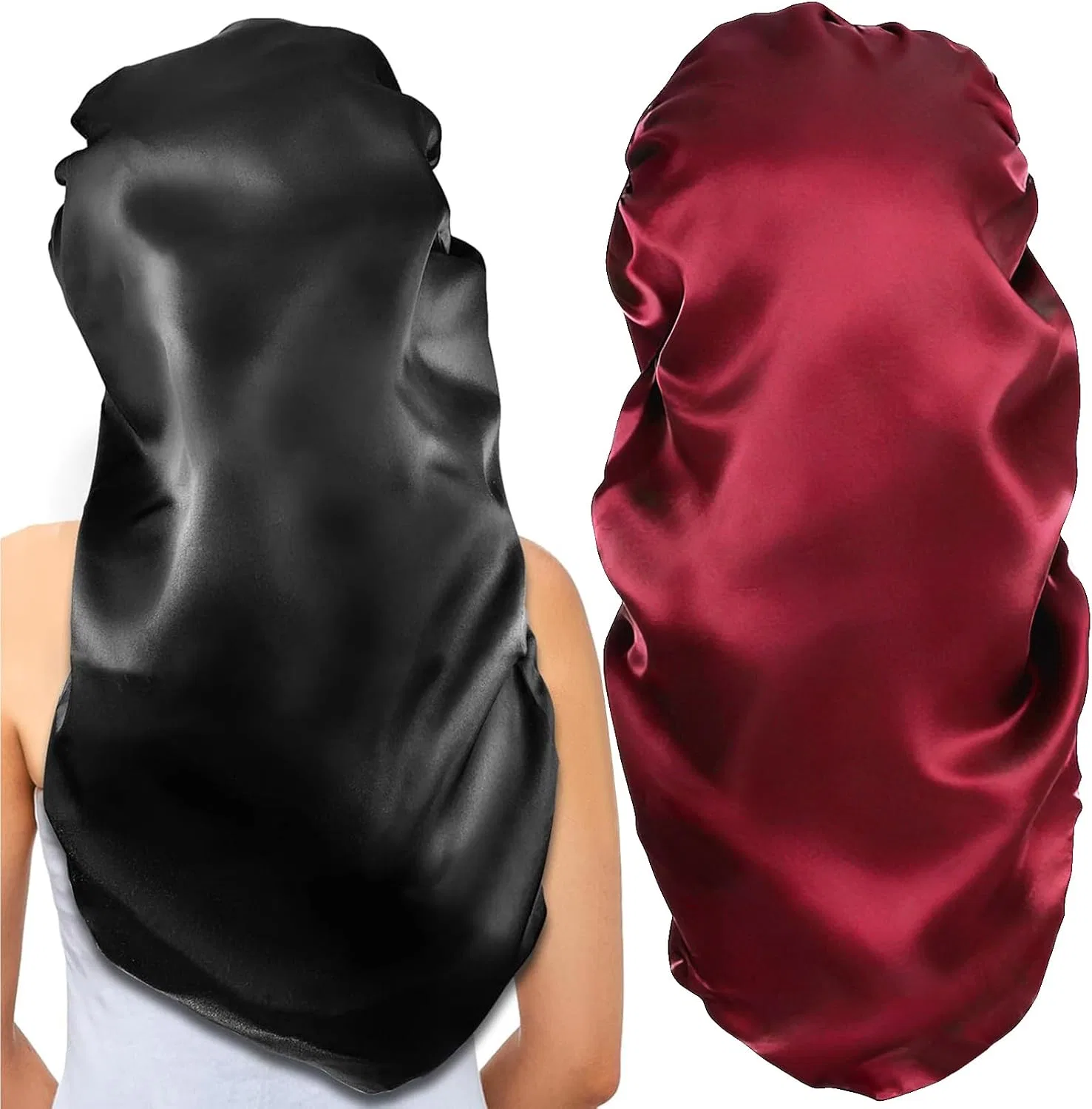 Шапочка для душа Satin Sleep Cap, 2 шт, Black+Pink Gelme Nutri
