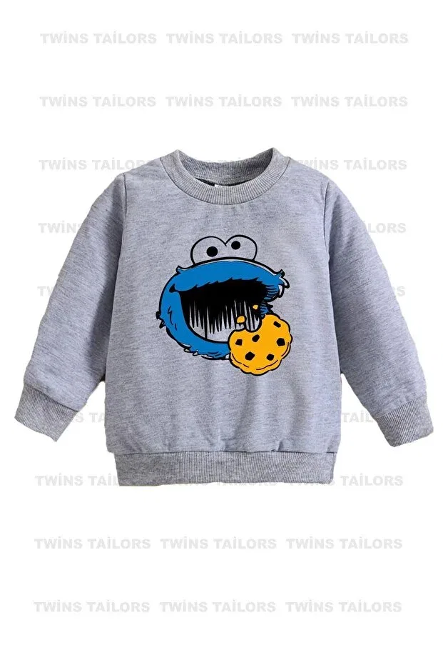 Детские свитшот для девочек с принтом Cookie Monster 3-pack Twins Tailors, Gray — фото 3