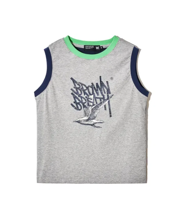 Майка без рукавов Kids be free tag tee, Brownbreath Kids, меланжевый серый — фото 2