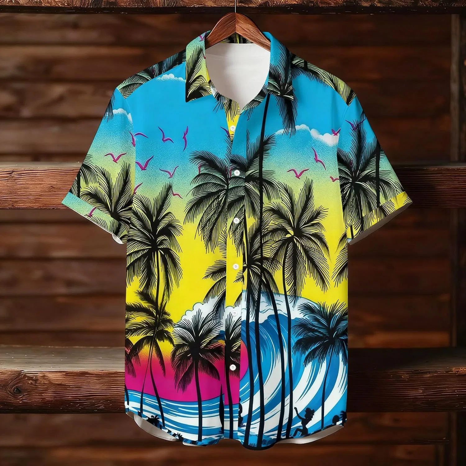 Мужская футболка с цветочным принтом Button Down Casual Tee, Light Blue — фото 3