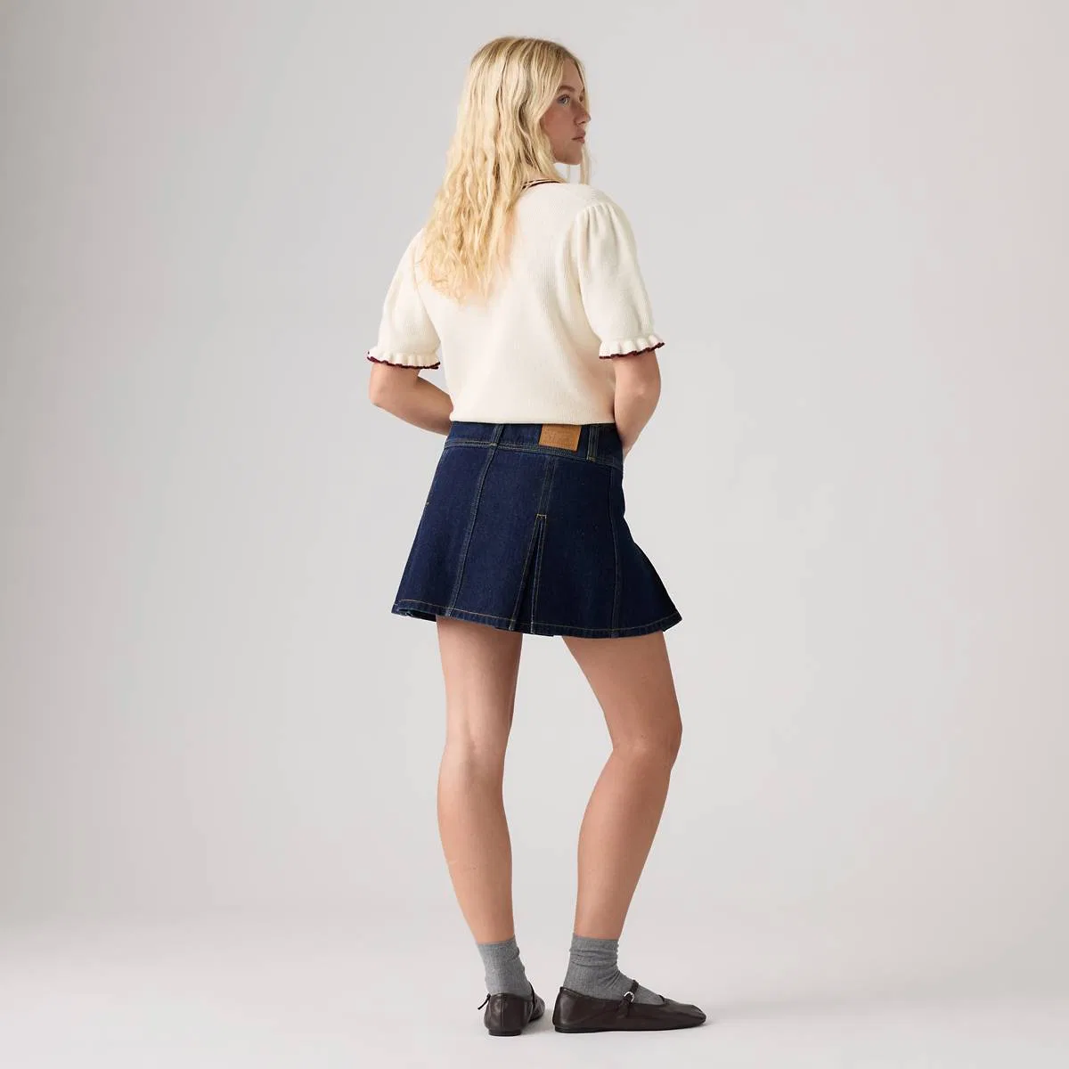 Мини-Юбка с обратными складками Levi's, Shaded View - Dark Wash — фото 3