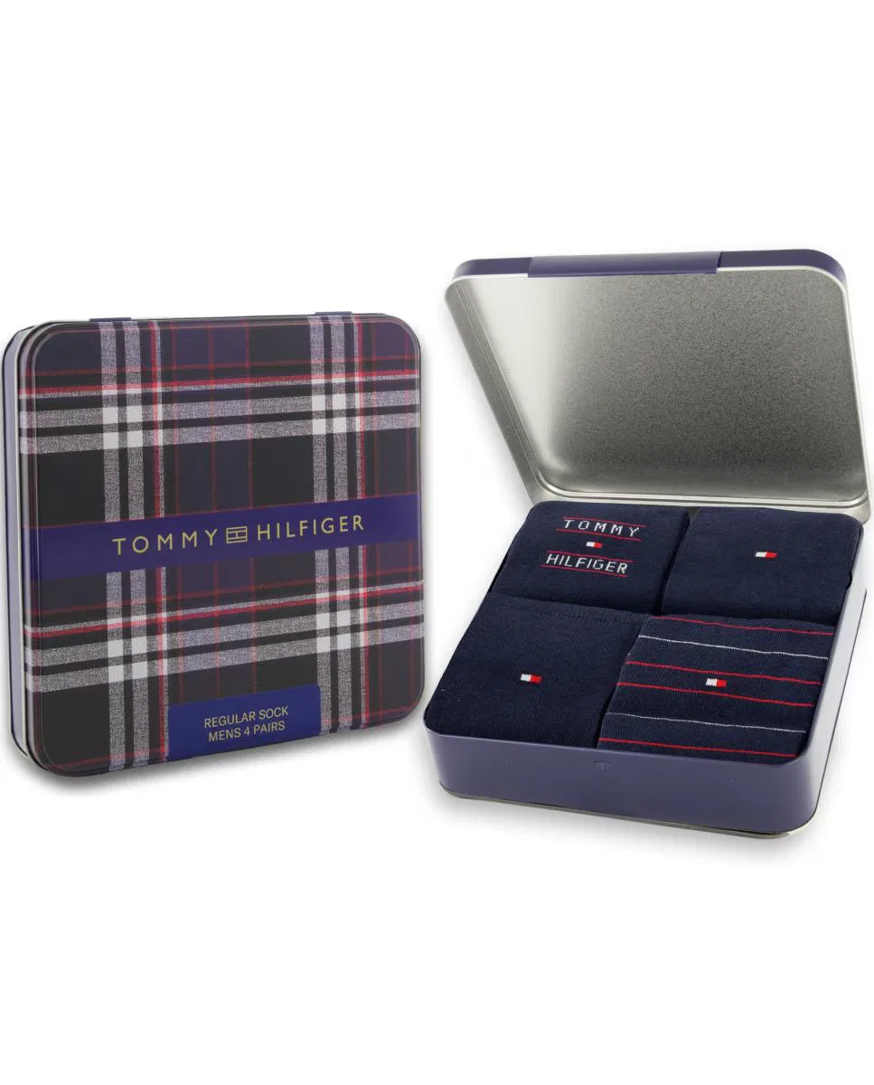 Мужские носки, комплект из 4 шт., Clásicos, Tommy Hilfiger, темно-синий