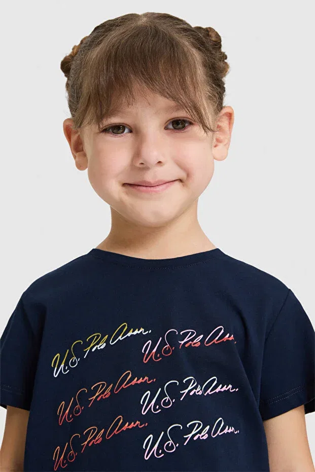 Детская футболка для девочек с коротким рукавом U.S. Polo Assn., Navy Blue — фото 2
