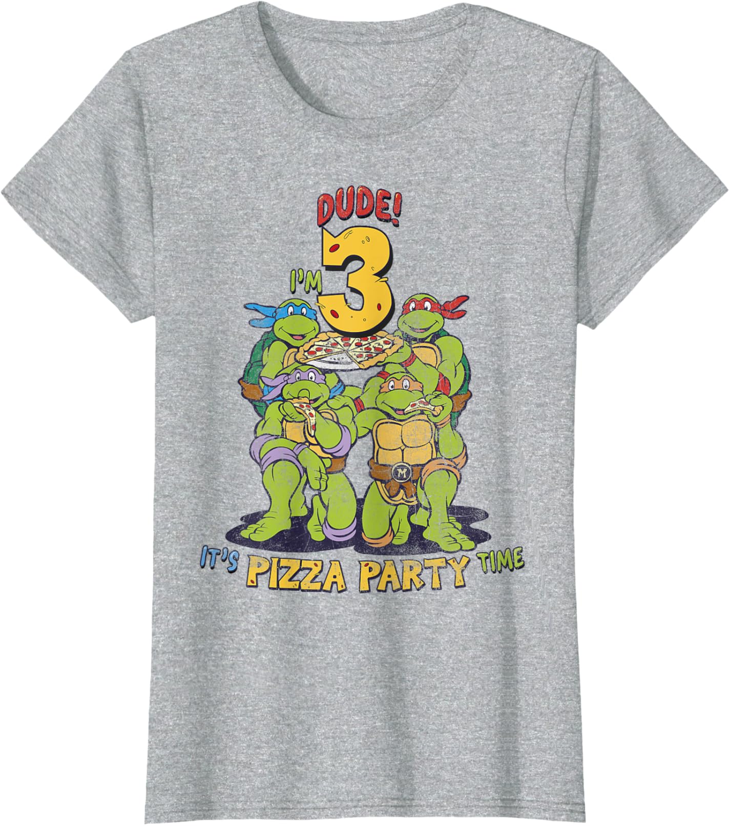 

Женская футболка Teenage Mutant Ninja Turtles I'm 3 Dude Pizza Birthday Party, серый вереск