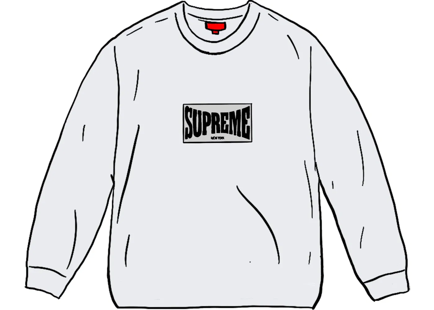 Мужской лонгслив с нашивкой Woven Label Supreme, белый