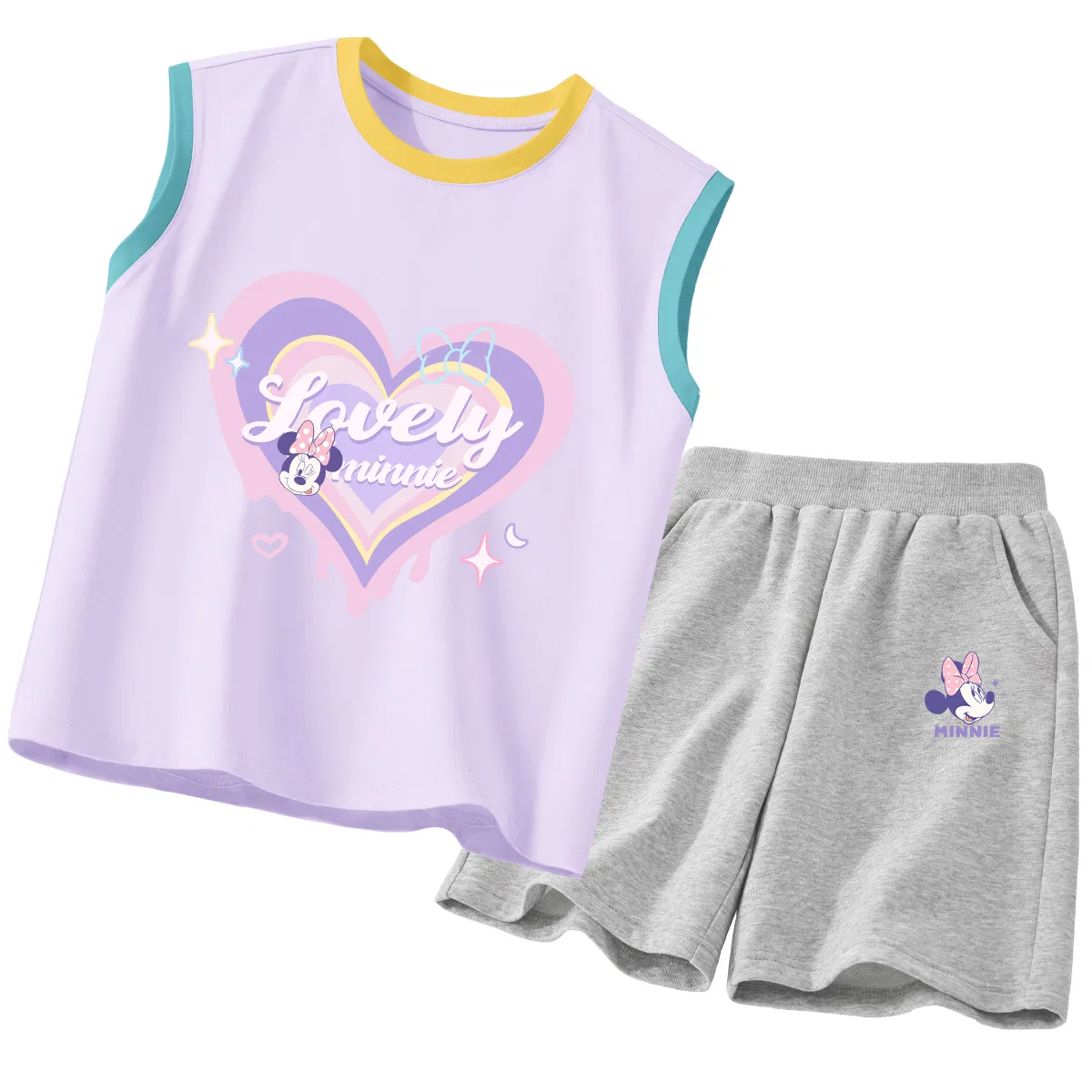 Детский спортивный костюм, летний, Disney, Dazzling Heart Nini Yellow Purple