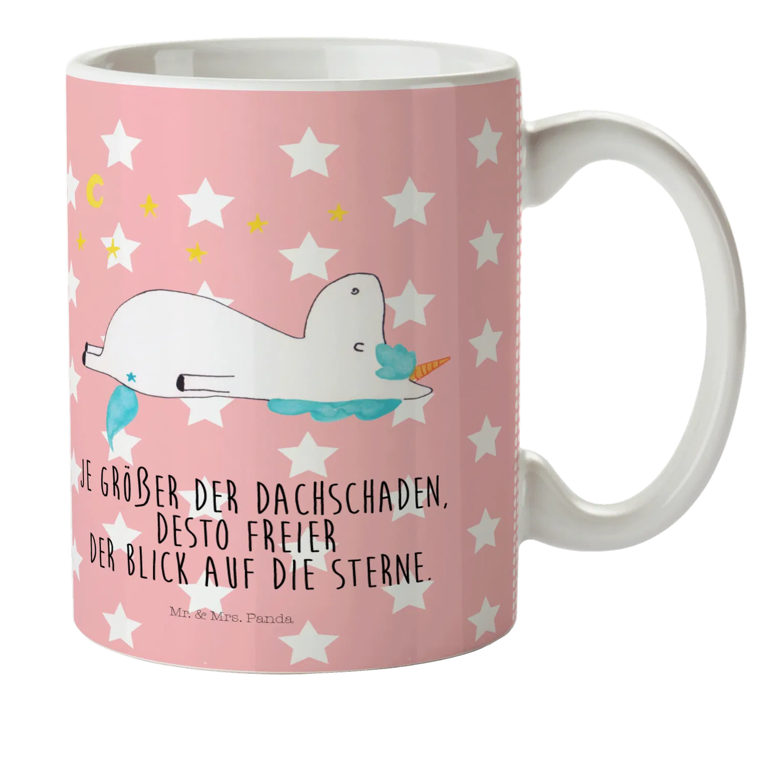 Кружка детская с принтом Einhorn Sternenhimmel Mr. & Mrs. Panda, красный