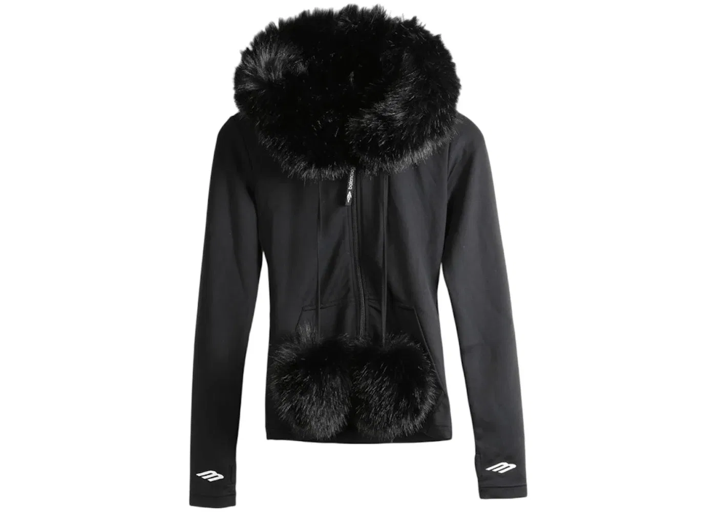 Женская худи с принтом Furry Zip-Up Hoodie Balenciaga, Black Black