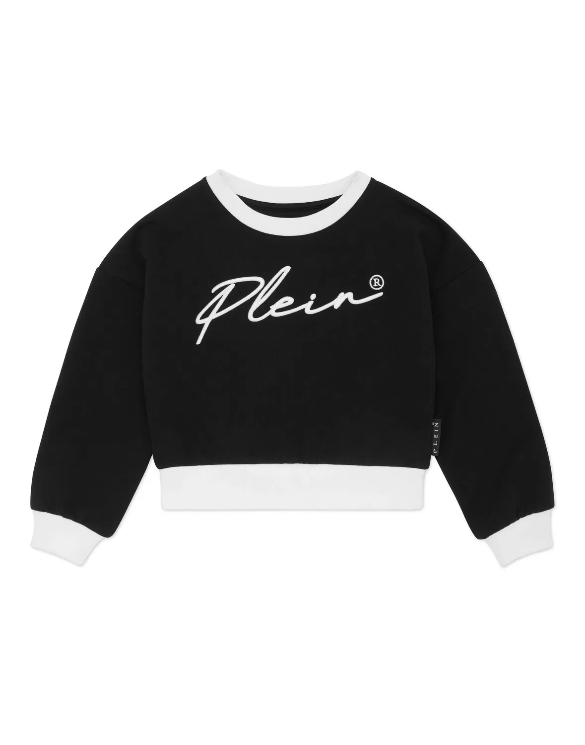 Детский свитшот укороченный с логотипом Signature PHILIPP PLEIN, черный