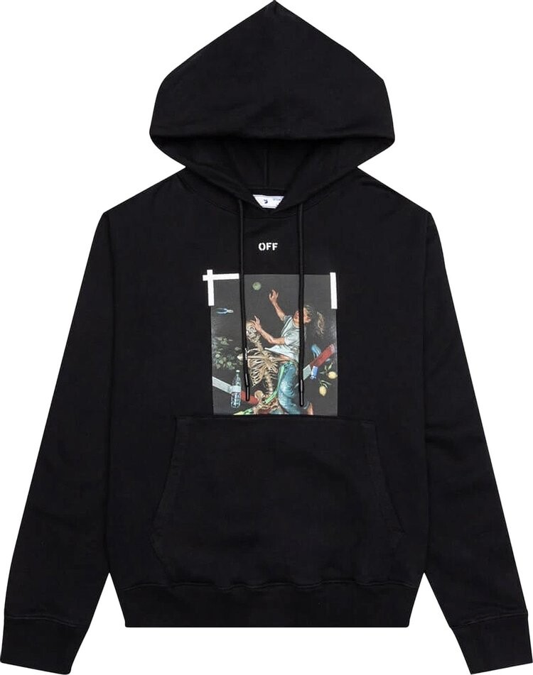 

Худи Off-White Pascal Print Slim Hoodie 'Black/White', черный