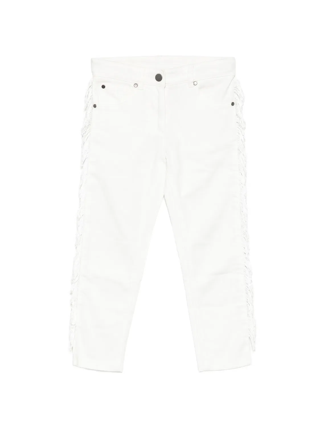 Джинсы с бахромой Stella Mccartney Kids, нейтральные цвета
