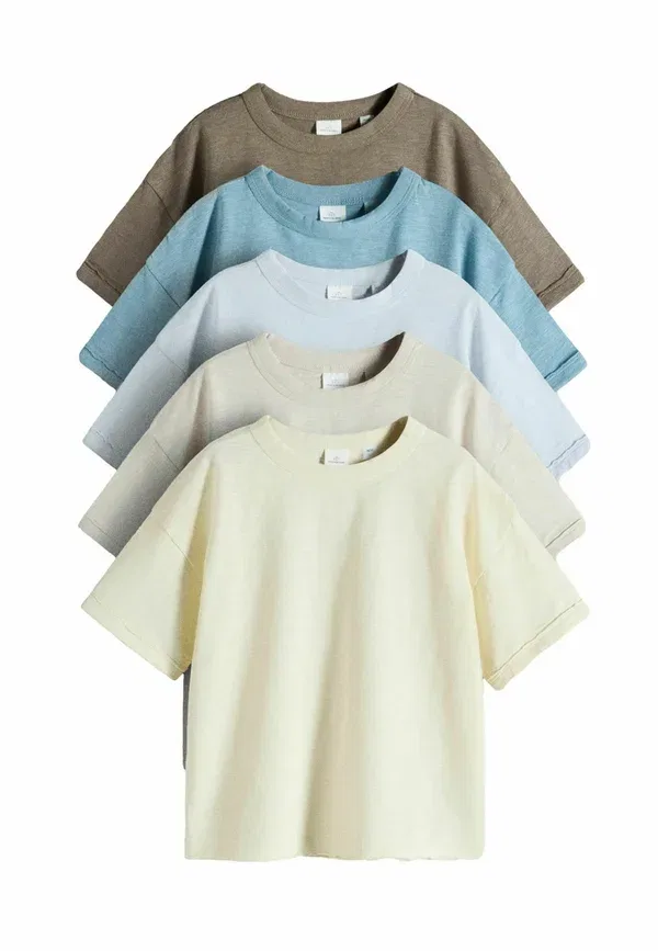 Футболка хлопковая Basic T-shirt The Set, Yellow, Brown, синий/желтый/коричневый