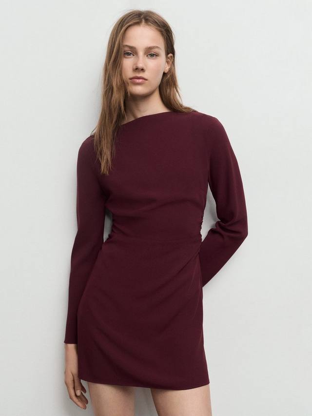 

Мини-платье Saha с защипами Mango, Dark Red