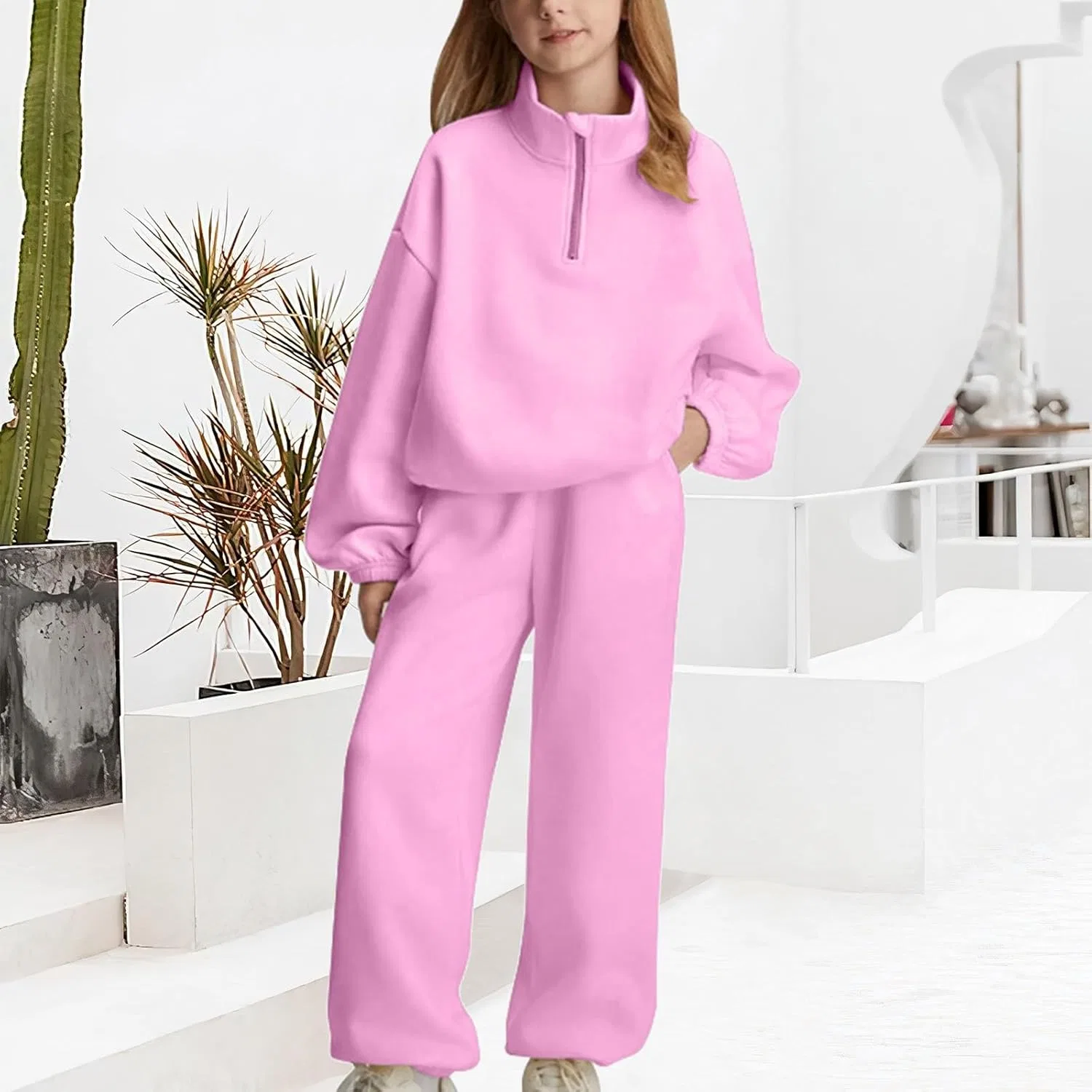 Детский спортивный костюм флисовый, Generic, 2 предмета, Pink