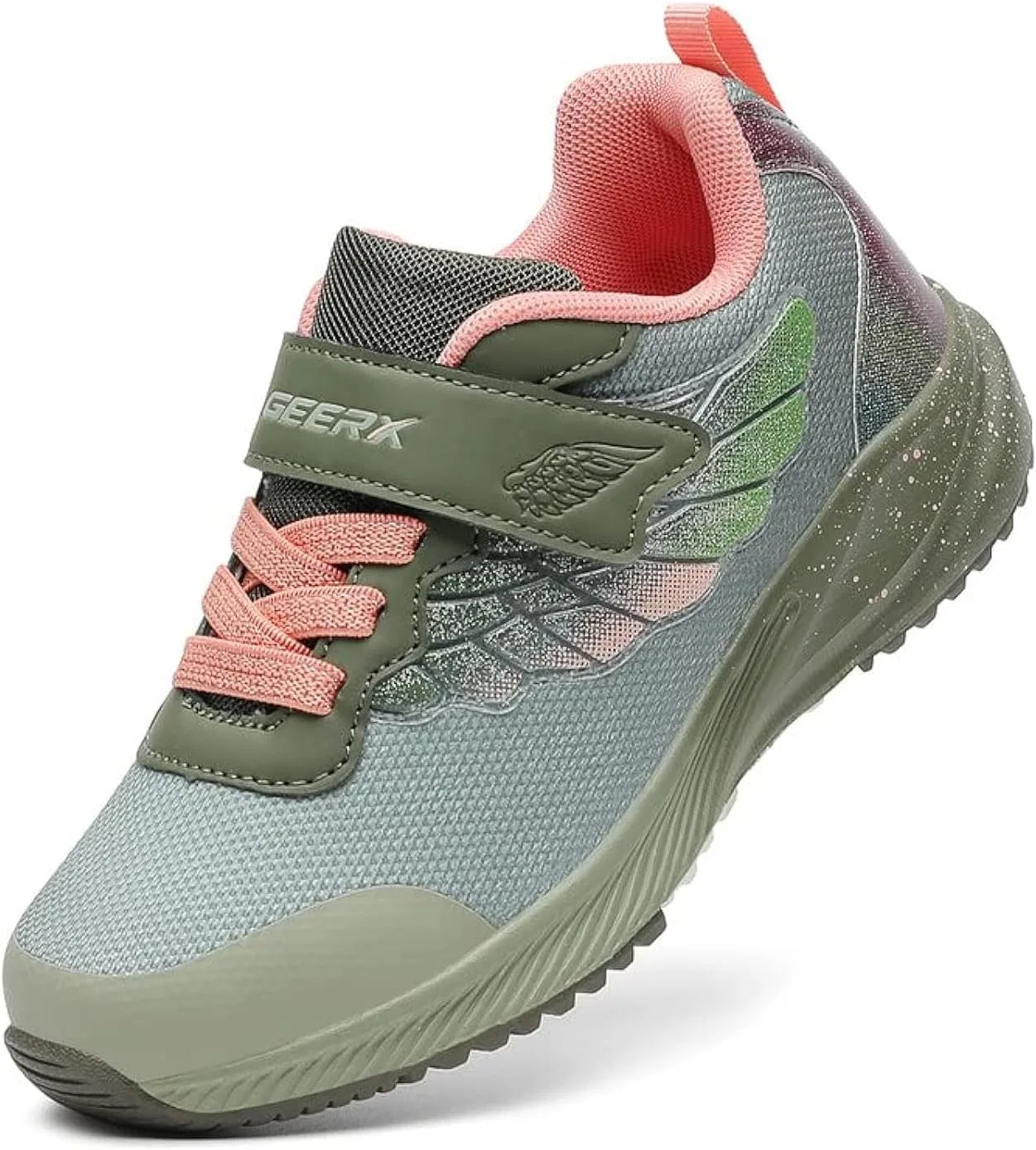Детские кроссовки для девочек с принтом GEERX, Olive Peach