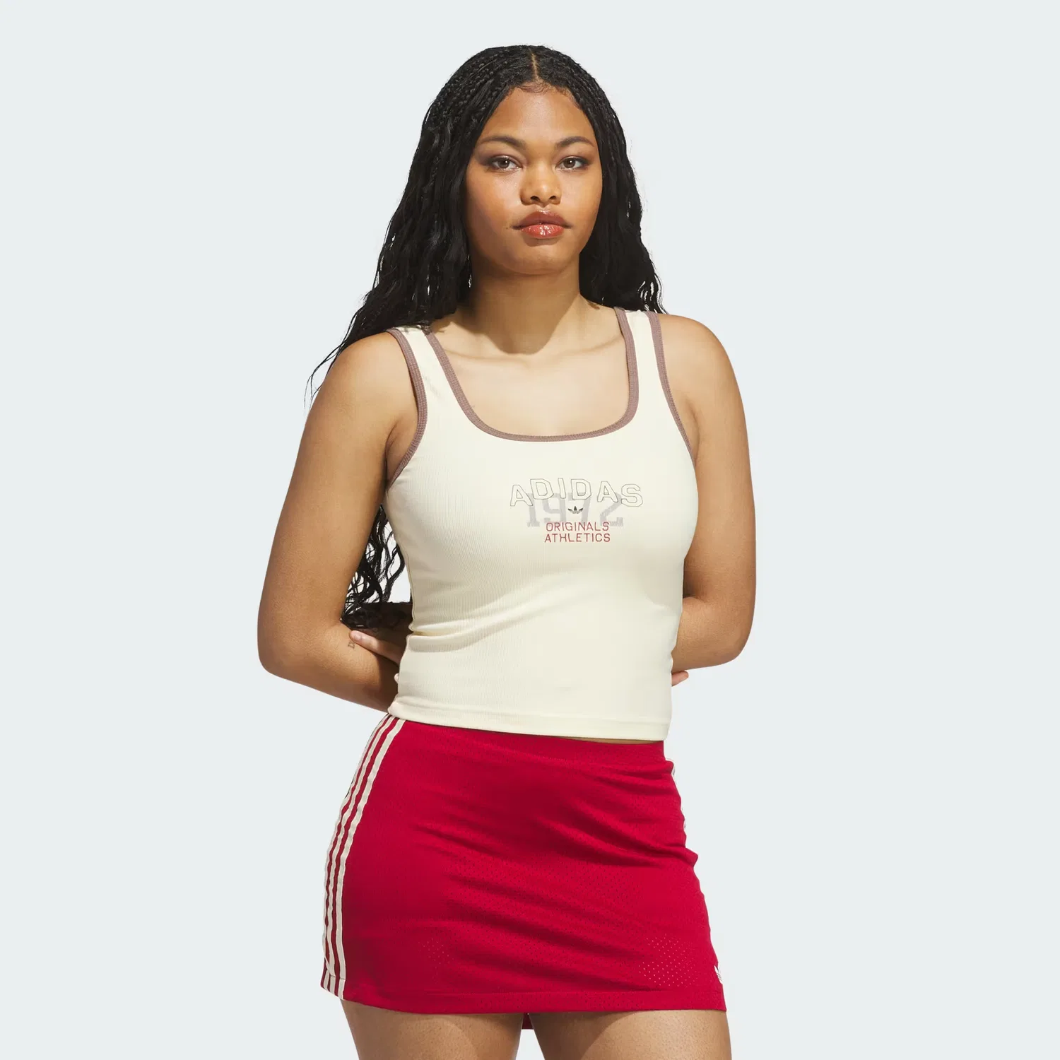 Женская майка с рубчатой фактурой Graphic Rib Tank Adidas Originals, теплый ванильный