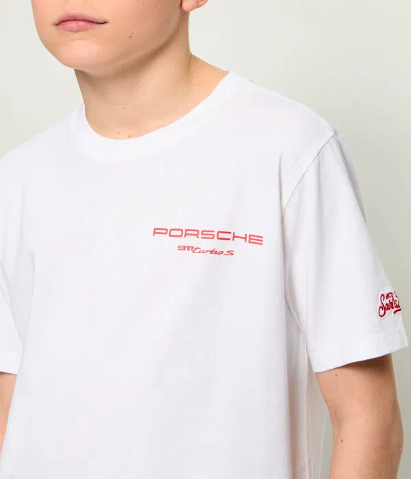 Детская футболка для мальчиков с принтом T-Shirt St.Barth X Porsche Regular Fit, белый — фото 4