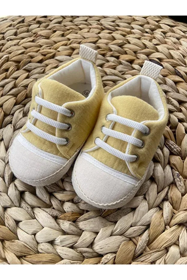 Детские пинетки без каблука Muslin baby booties Butik, Yellow
