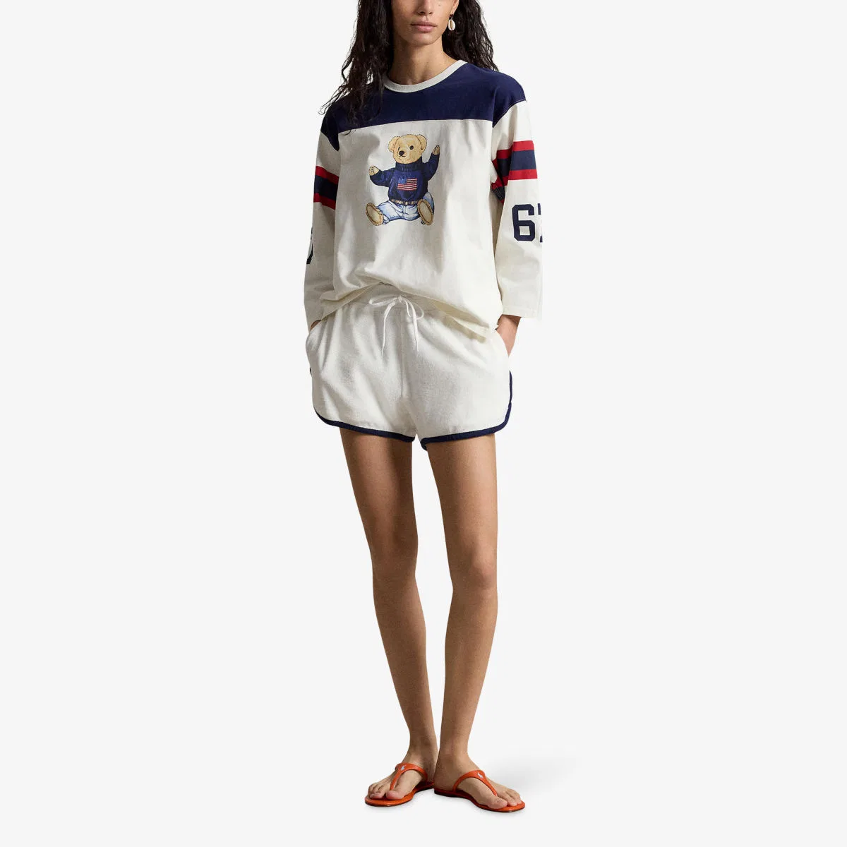 Футболка Polo Bear свободного кроя из хлопкового трикотажа Polo Ralph Lauren, белый/темно-синий — фото 2