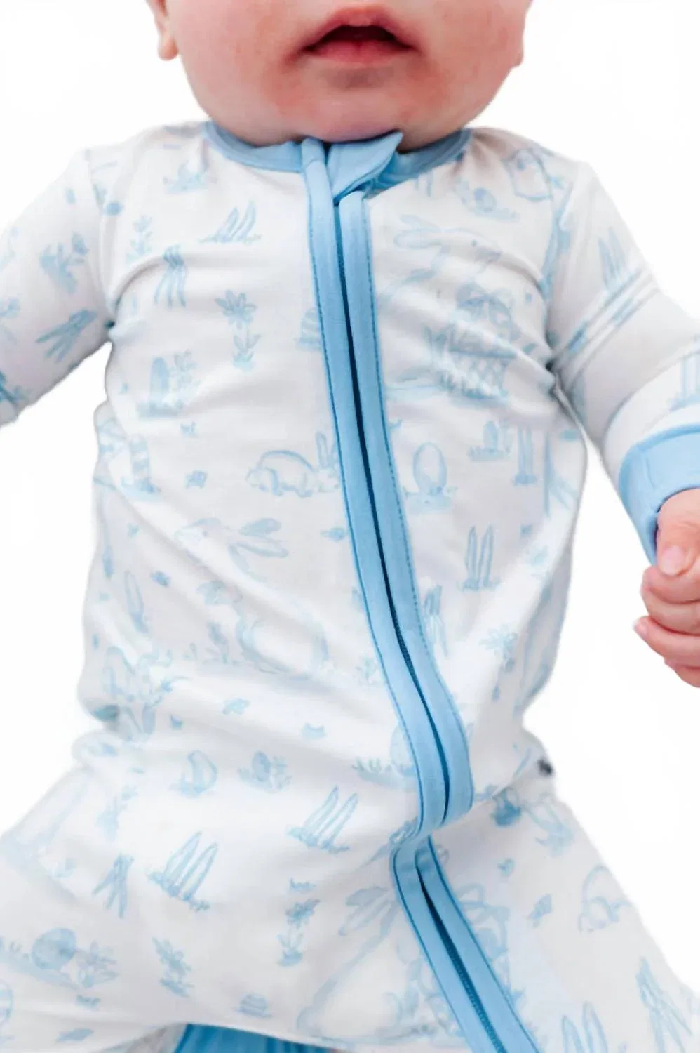 Детский боди-комбинезон с принтом Bunny Toile Birdie Bean, Blue White — фото 2