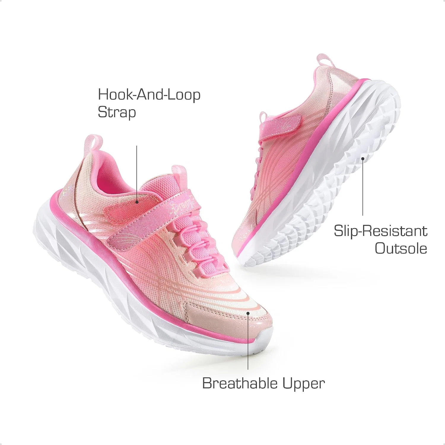 Детские кроссовки для девочек с принтом Colorburst DREAM PAIRS, Pink — фото 2