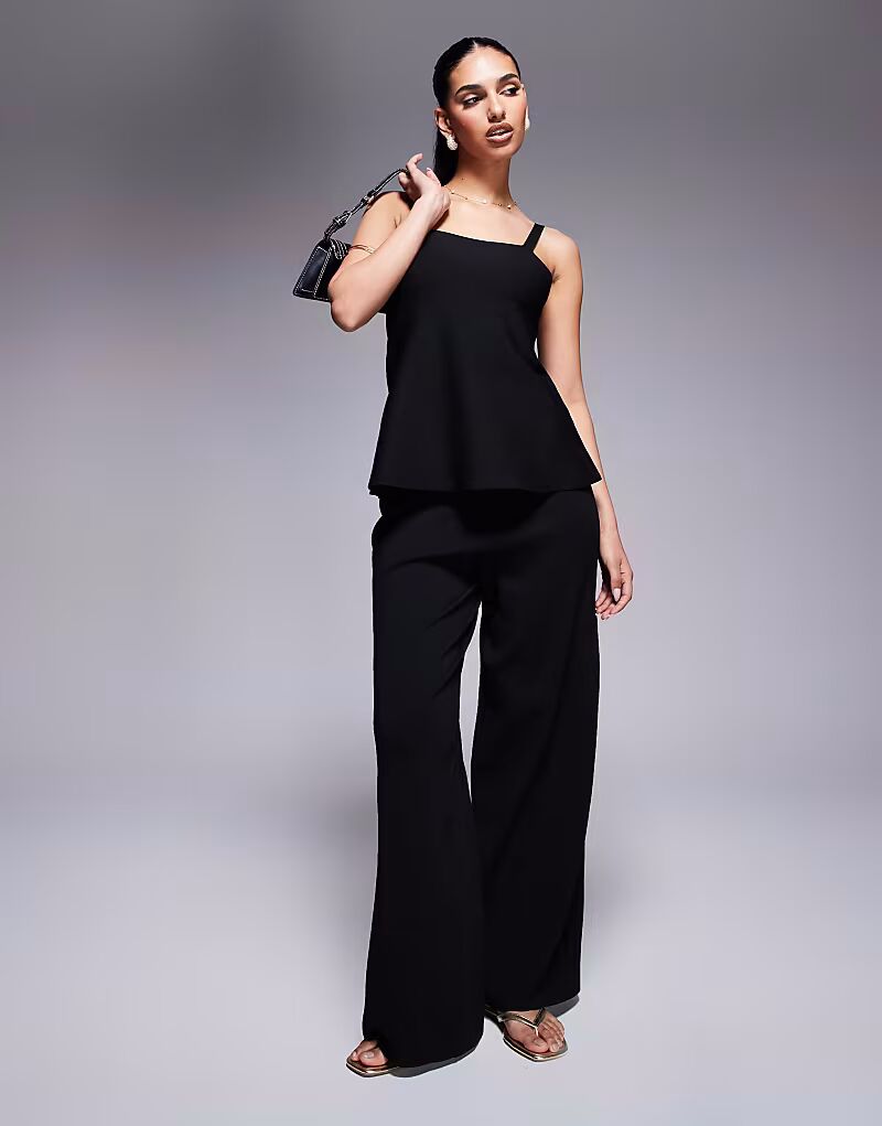 

Широкие трикотажные брюки черного цвета Asos Design