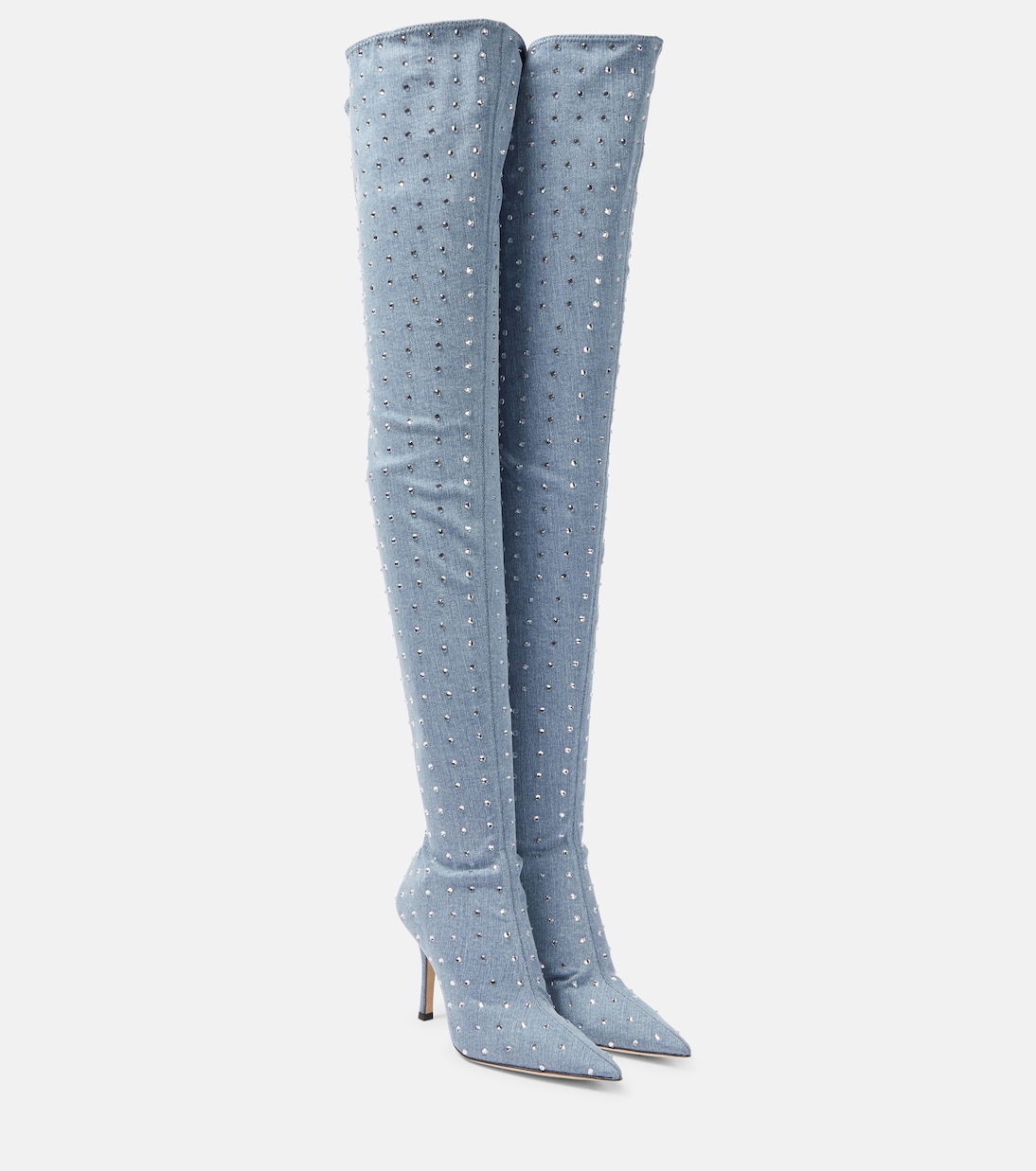 Сапоги выше колена из денима Holly Mama Paris Texas, Medium Wash Diamond