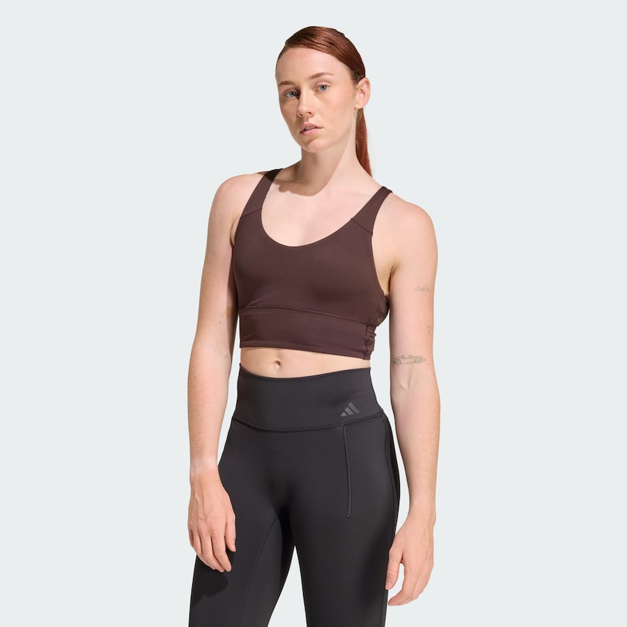 Спортивный бюстгальтер-бралетт ADIDAS PERFORMANCE Studio All Me, шоколадный — фото 3