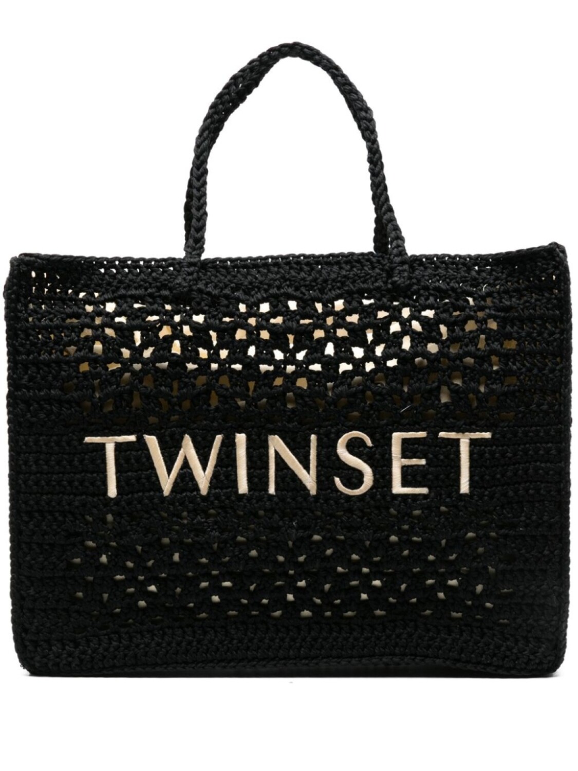 

TWINSET сумка-тоут в технике кроше с вышитым логотипом, черный