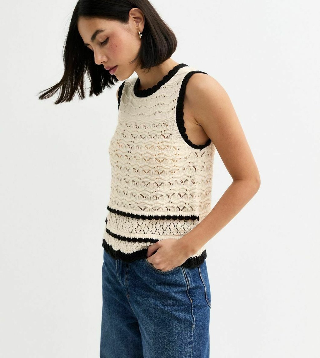 

Топ CREAM OPEN KNIT New Look, кремовый