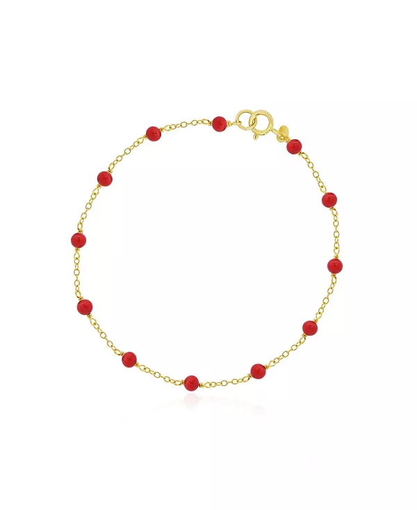 

Браслет-Цепочка с коралловыми бусинами, 14-каратное золото The Lovery, coral